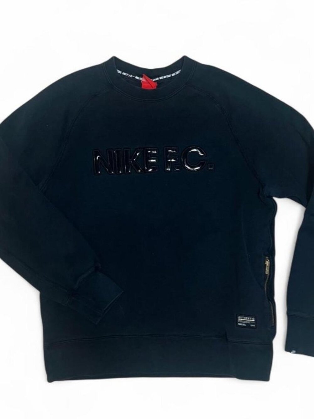 Nike F.C. (Football Club) French Terry Size-Zip Black Crewneck Sweatshirt
